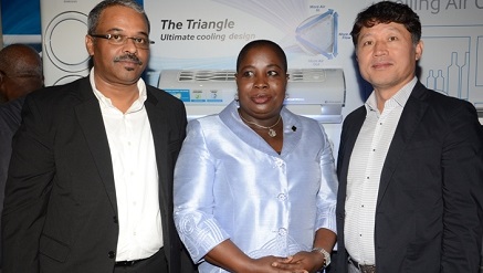 L-R: Director, Consumer Electronics, Samsung Electronics West Africa, Mr. Sunil Kumar; Vice President, Nigerian Society  of Engineering/Samsung Partner, Mrs. Margaret Oguntala and Managing Director, Samsung Electronics West Africa, Mr. Brovo Kim at Samsung AC Technical Forum with partners